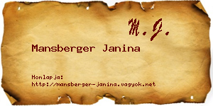 Mansberger Janina névjegykártya